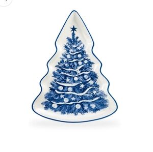 Potter's Studio Blue and White Christmas Tree Plate